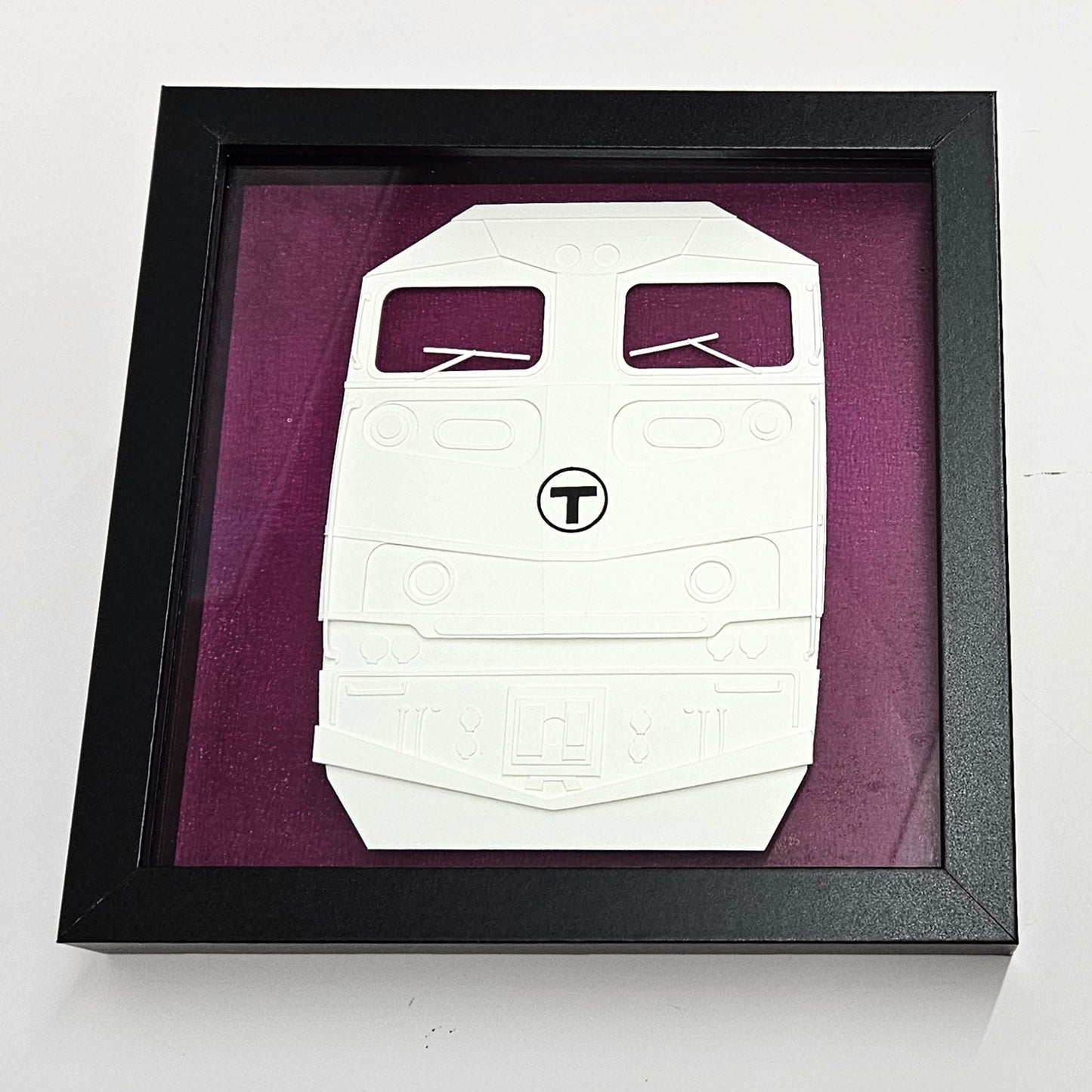 Boston MBTA Commuter Rail Locomotive Framed 3D Paper Art