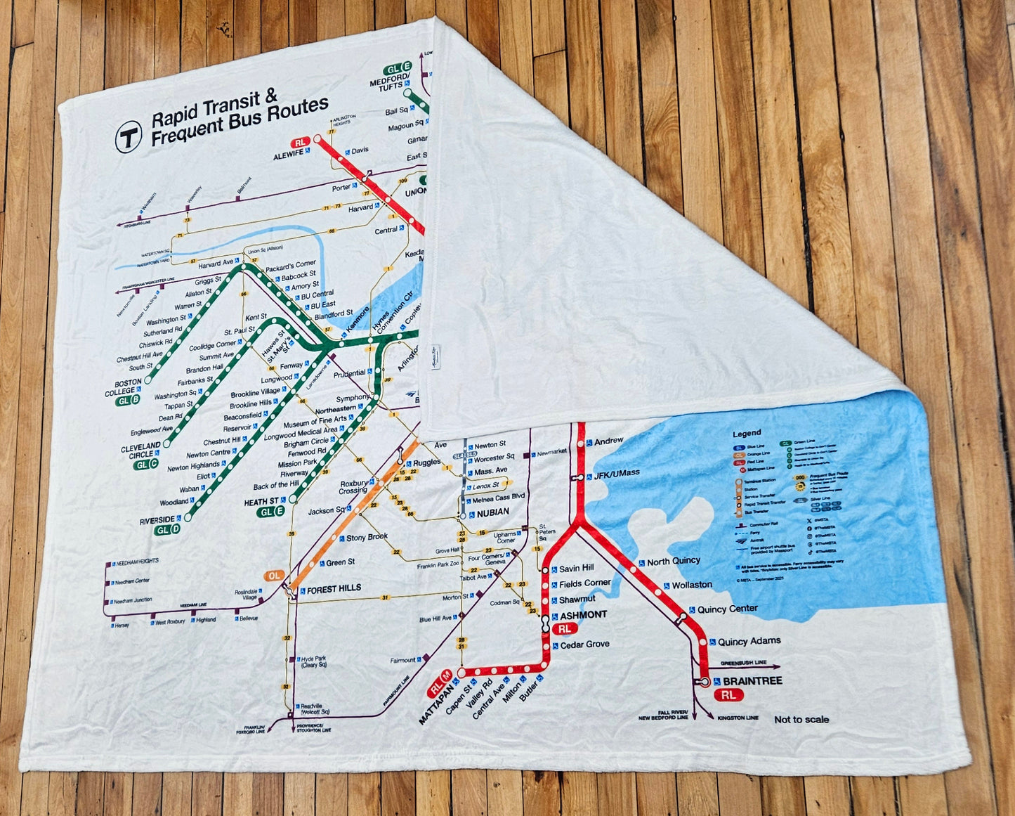 Boston MBTA Rapid Transit Map Plush Blanket (2025)