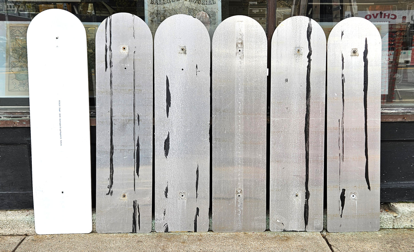 Decommissioned MBTA Bus Stop Signs: 1 Harvard; 8 Kenmore; 47 Broadway; 47 Central, etc.