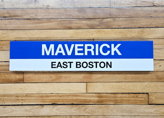 Boston MBTA Blue Line Replica Metal Station Signs (29")
