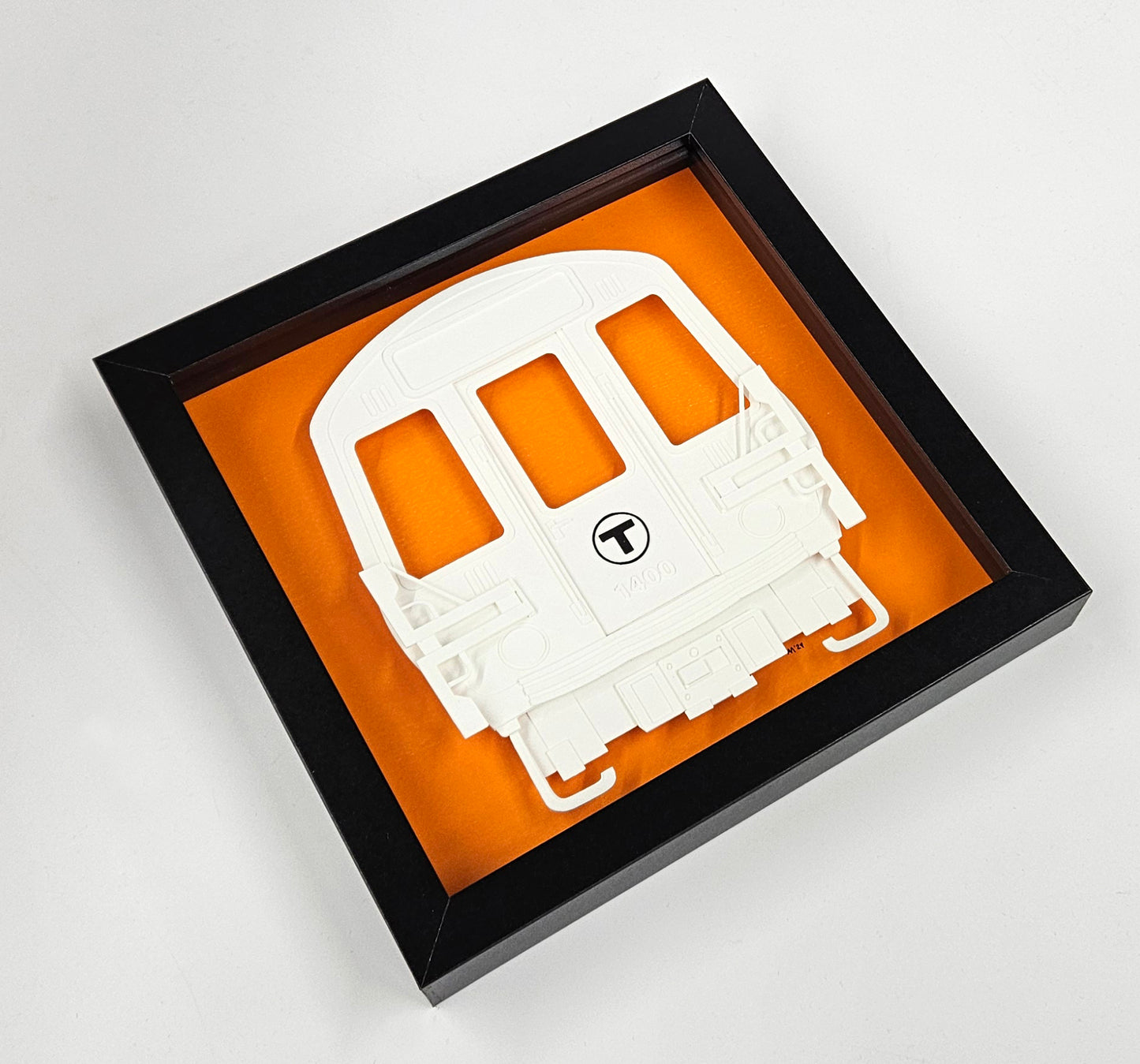 Boston MBTA Orange Line Subway Car Framed 3D Paper Art