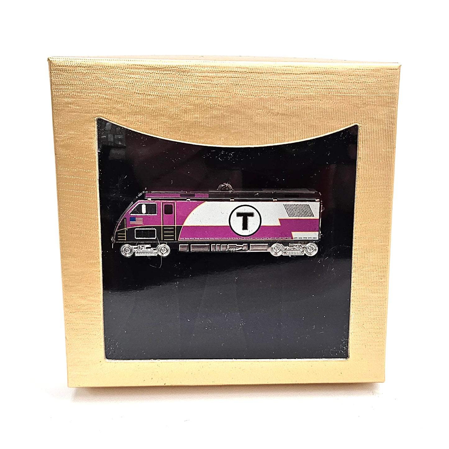 Boston MBTA Commuter Rail Locomotive Metal Ornament