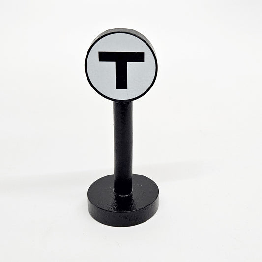 Boston MBTA T Logo Sign Wooden Toy Train Accessory