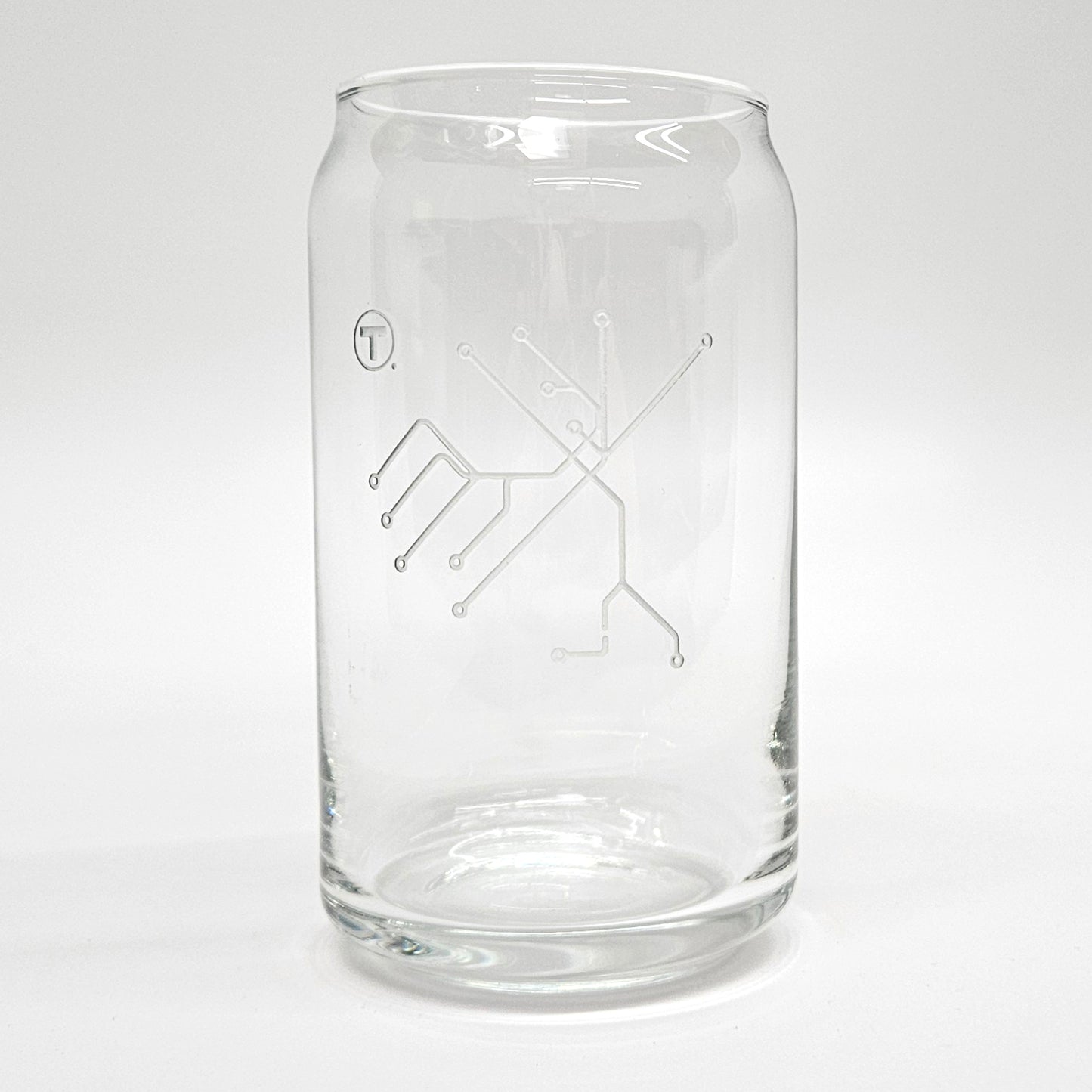 Boston MBTA Rapid Transit Map Can-Shaped Glass