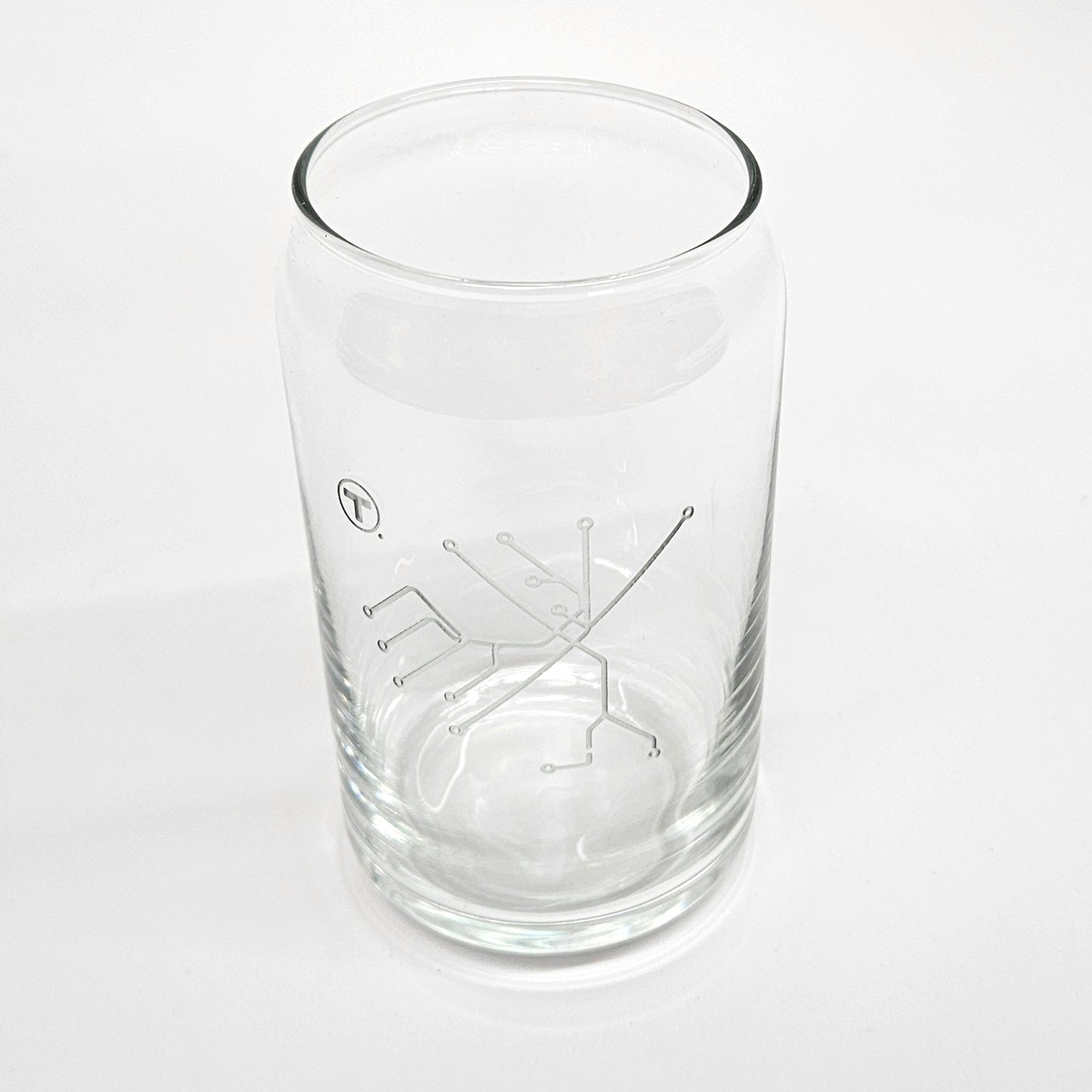 Boston MBTA Rapid Transit Map Can-Shaped Glass