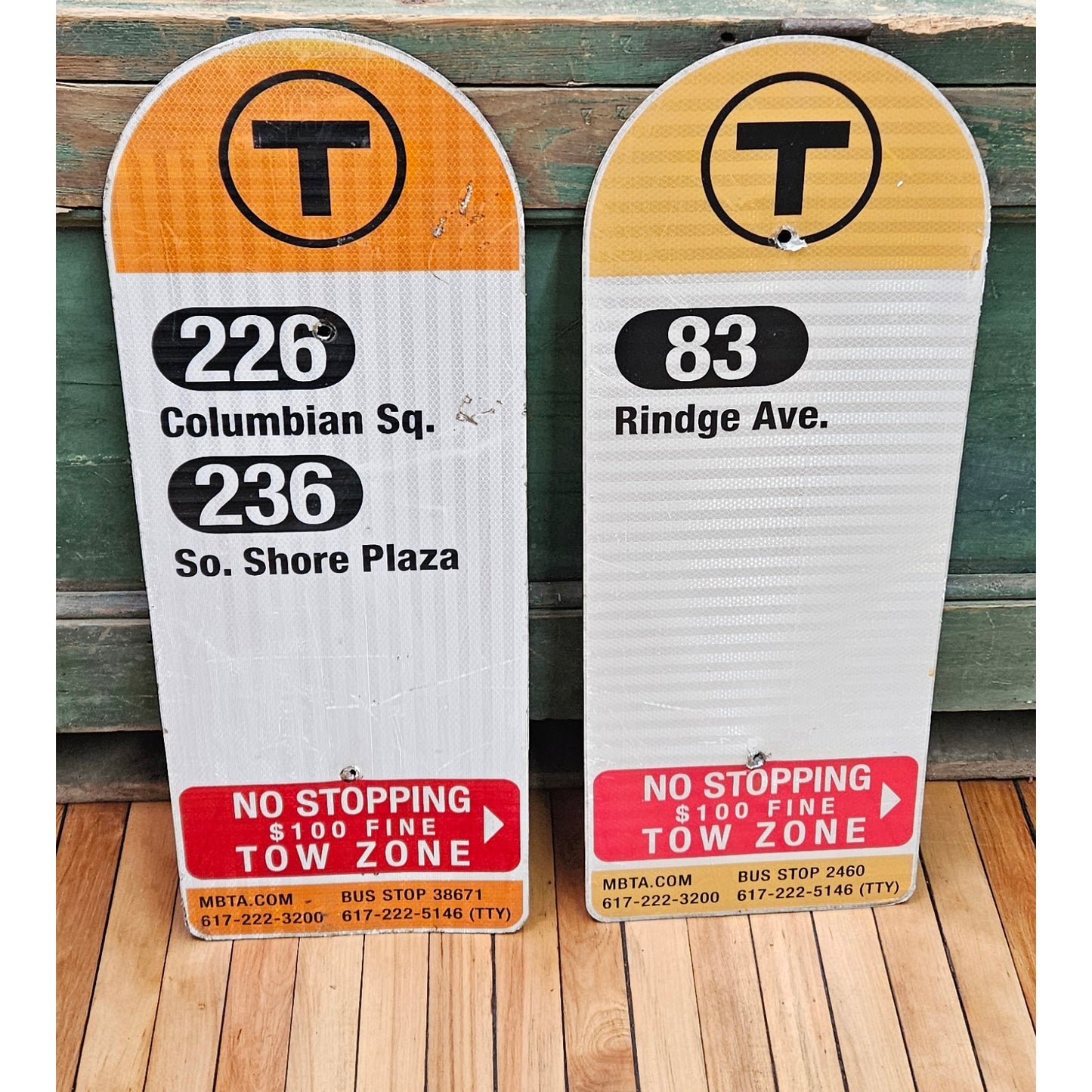 Decommissioned MBTA Bus Stop Signs: 83; 225; 236