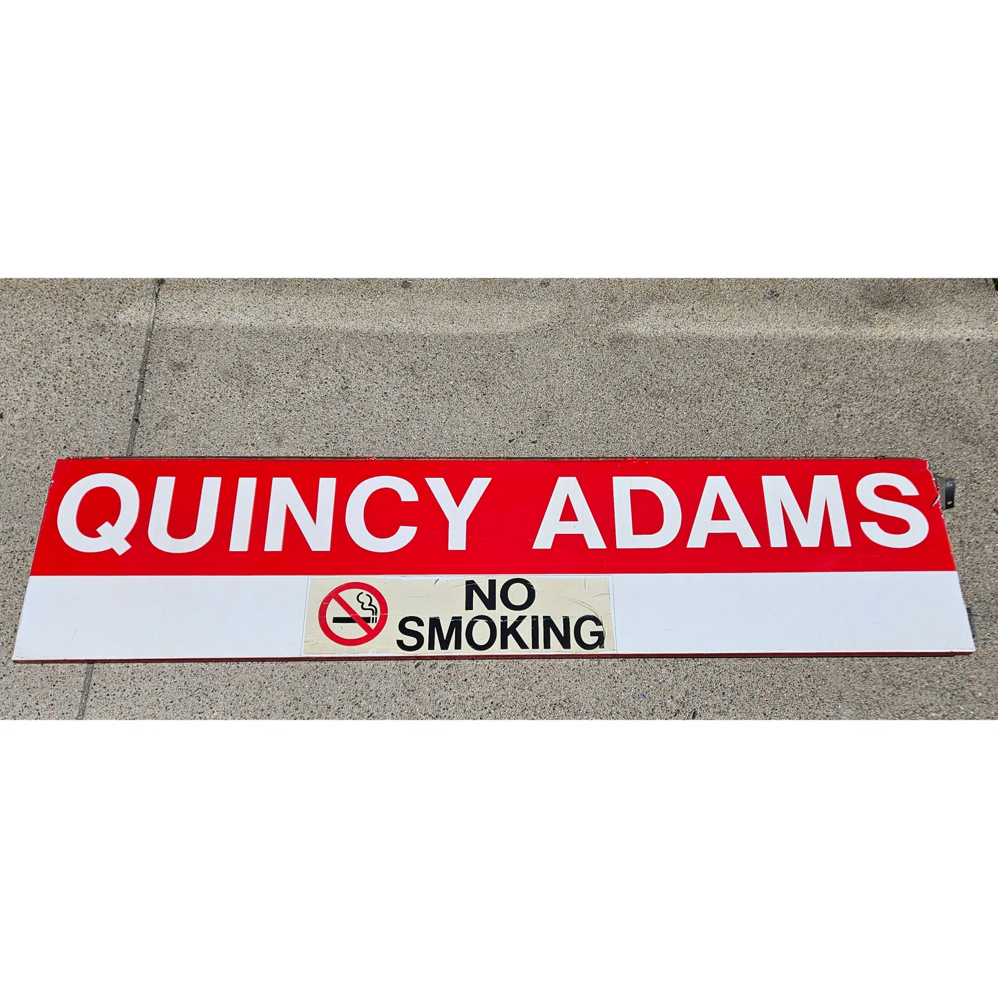 Decommissioned MBTA Sign: Quincy Adams Station 64.5"x16.5" Ribbon (No Smoking V2)