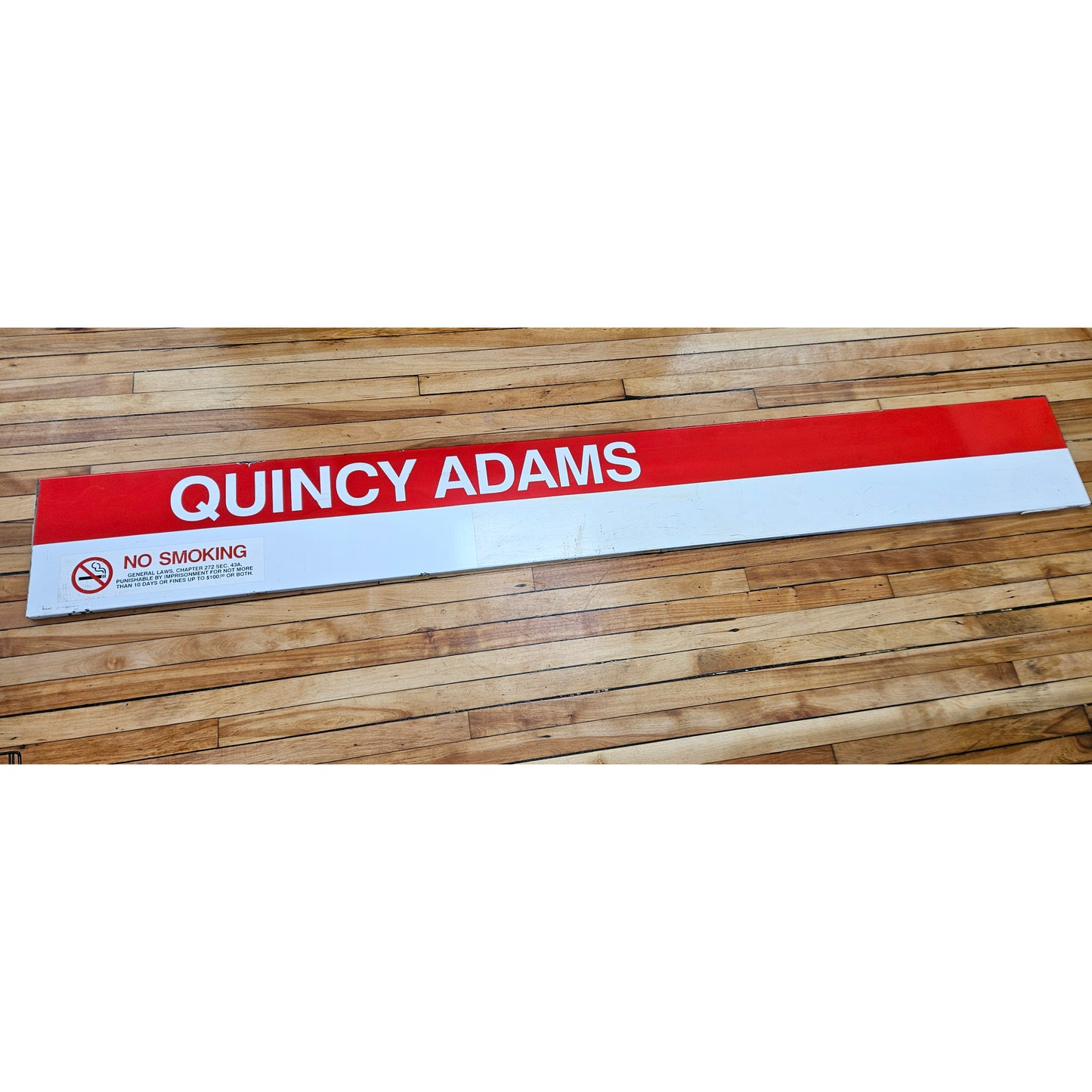 Decommissioned MBTA Sign: Quincy Adams Station 96"x13" Ribbon