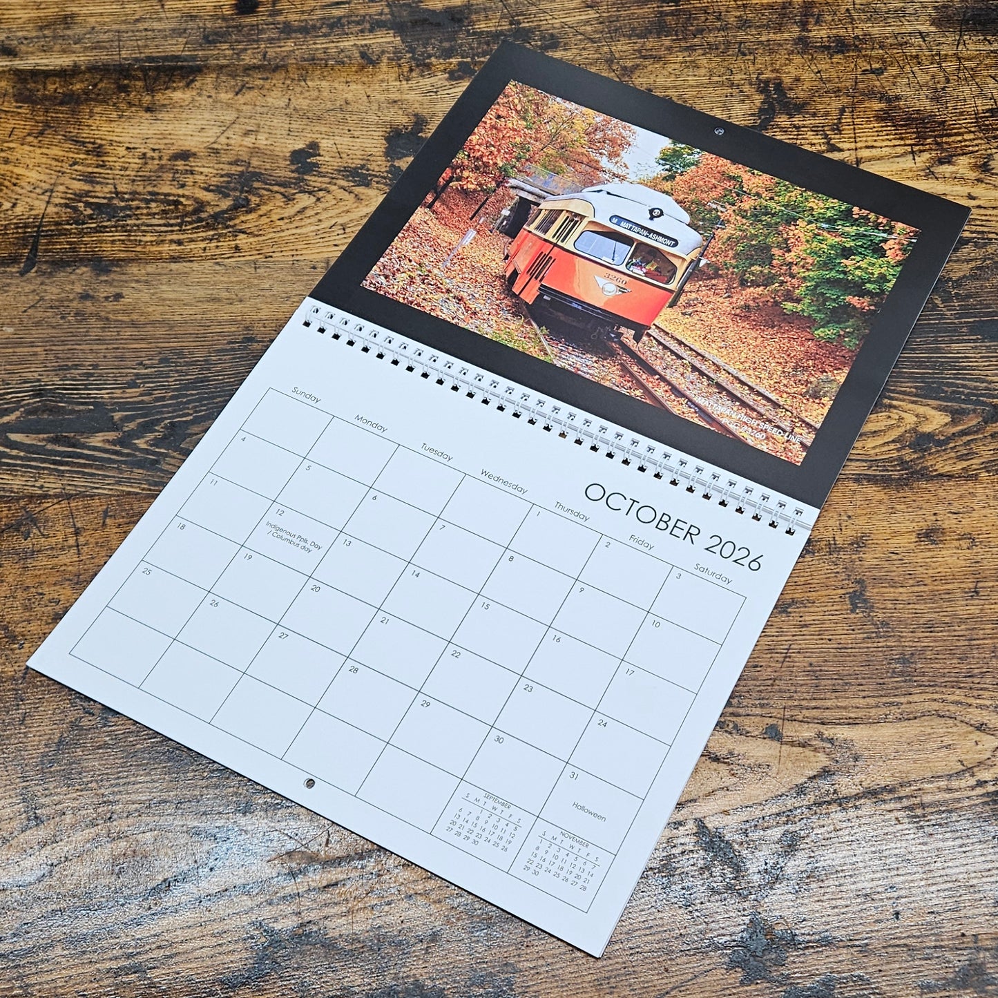 2026 Boston MBTA Transit Vehicle Photographs Wall Calendar