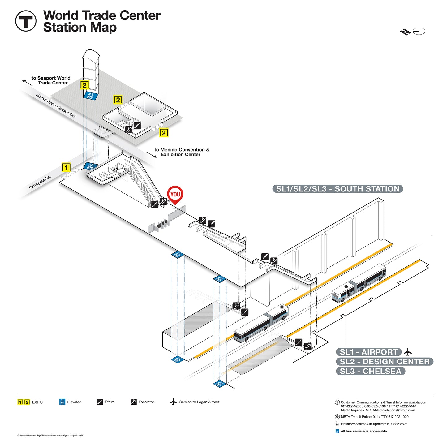 MBTA World Trade Center Station Map (Aug. 2025)