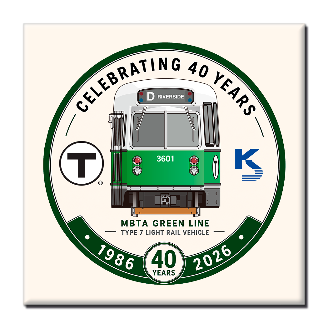 Boston MBTA Green Line Type 7 LRV 1986-2026 40 Years Commemorative Magnet