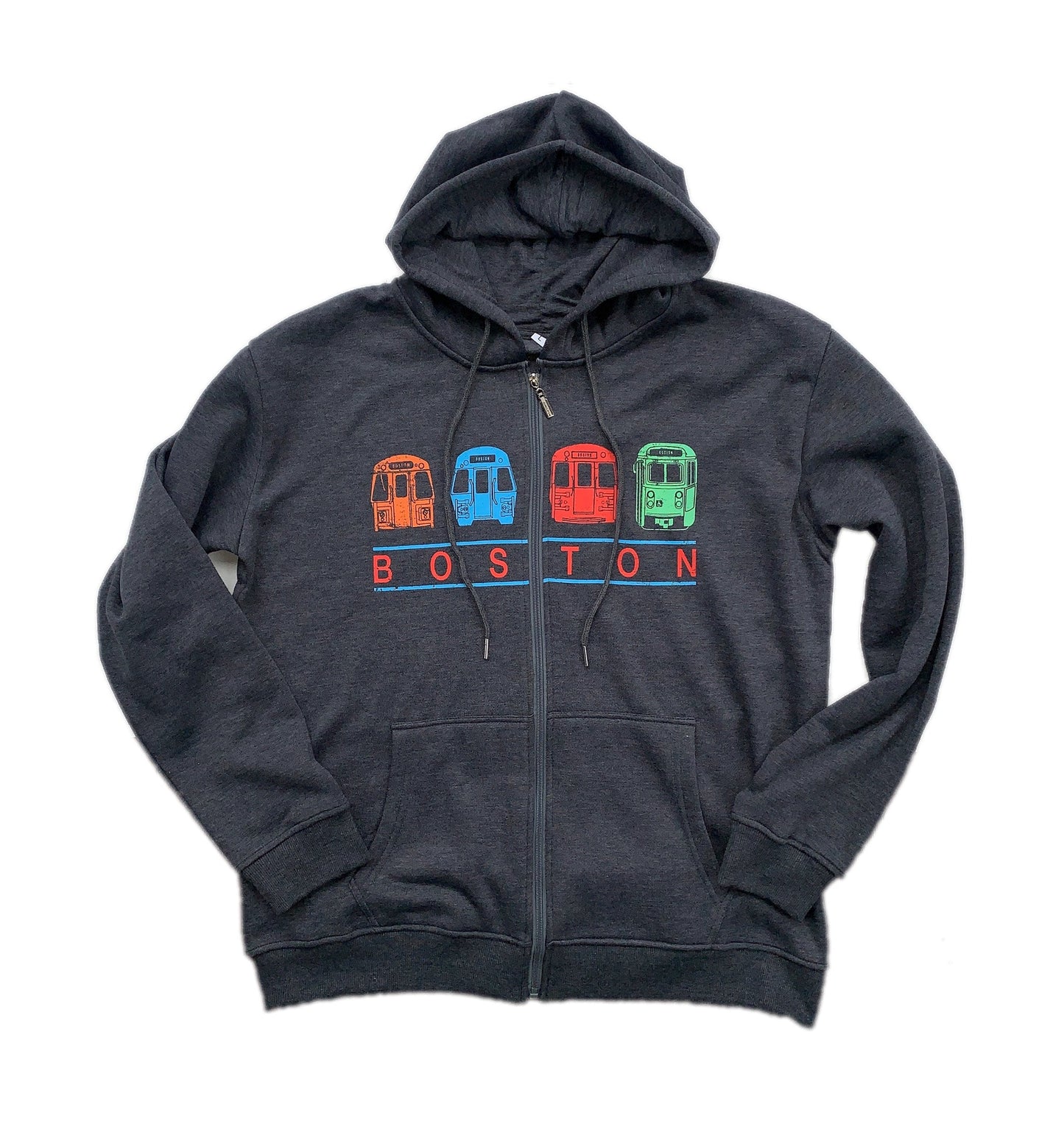 Boston MBTA Train Banner Zip Hoodie - Heather Charcoal (ADULT) (LTD QUANTITIES)