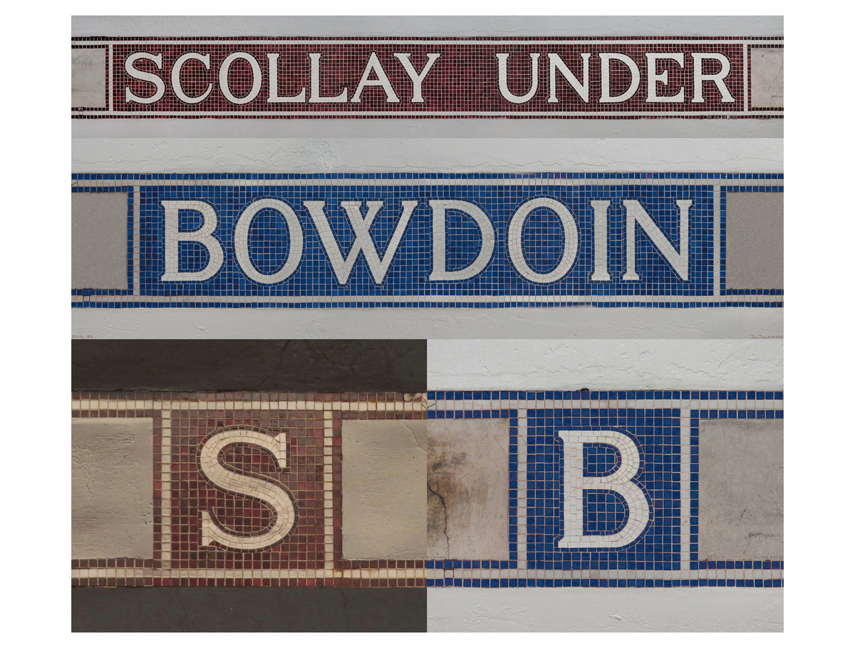 Boston MBTA Vintage Blue Mosaic Tile #1 Fine Art Print