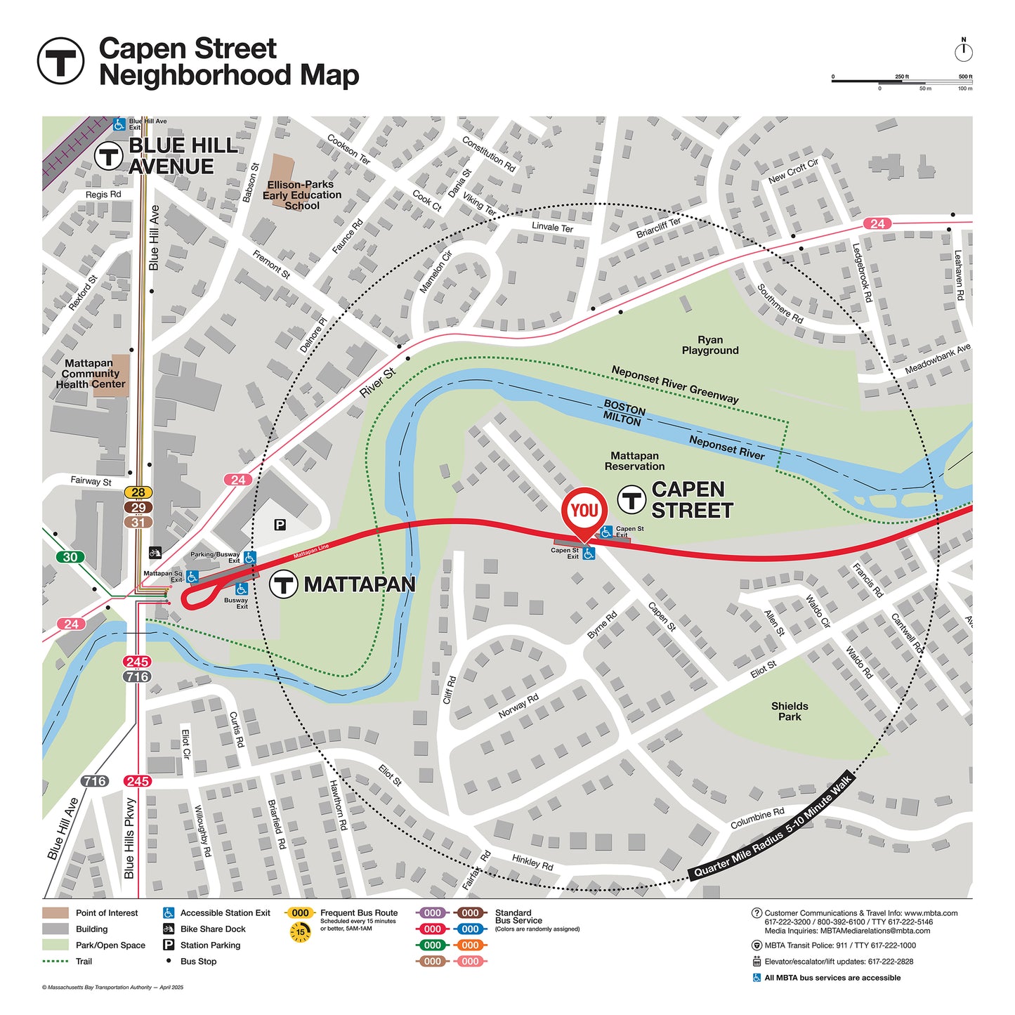MBTA Capen Street Station Neighborhood Map (Apr. 2025)