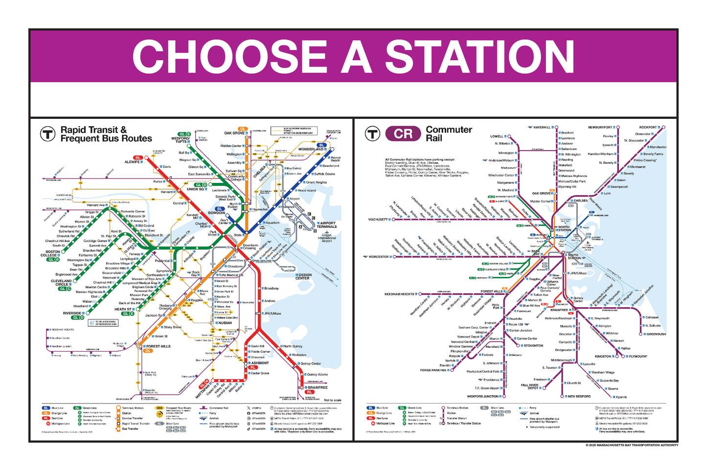 MBTA Commuter Rail Station Panel Prints SOUTH STATION DESTINATIONS (18"x24")