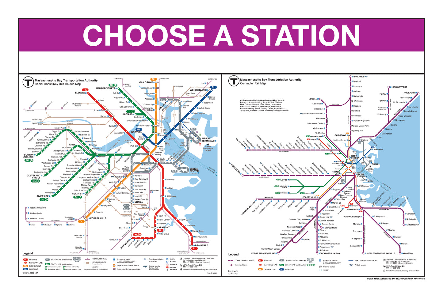 MBTA Commuter Rail Station Panel Prints SOUTH STATION DESTINATIONS (18"x24") CLASSIC