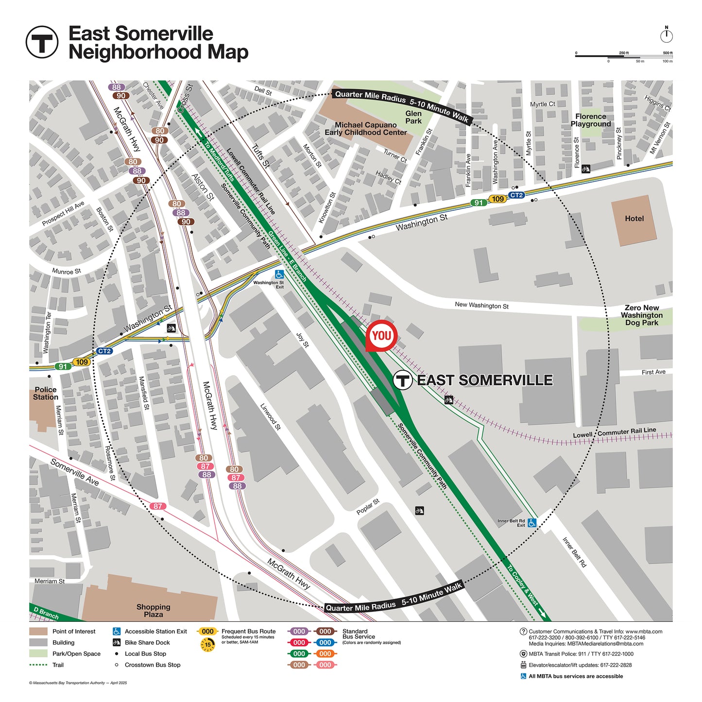 MBTA East Somerville Station Neighborhood Map (Apr. 2025)