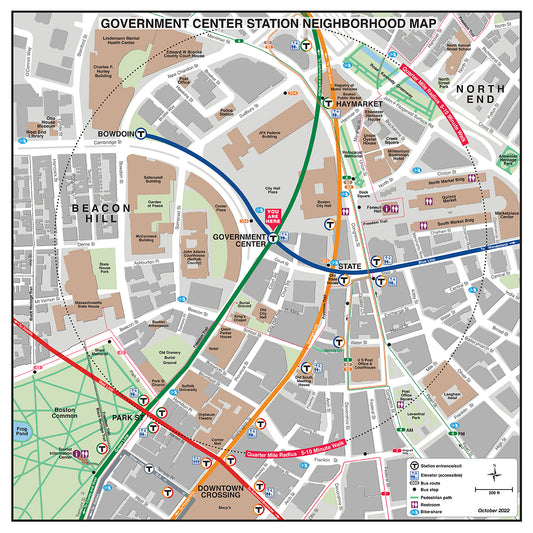 MBTA Government Center Station Neighborhood Map (October 2022)