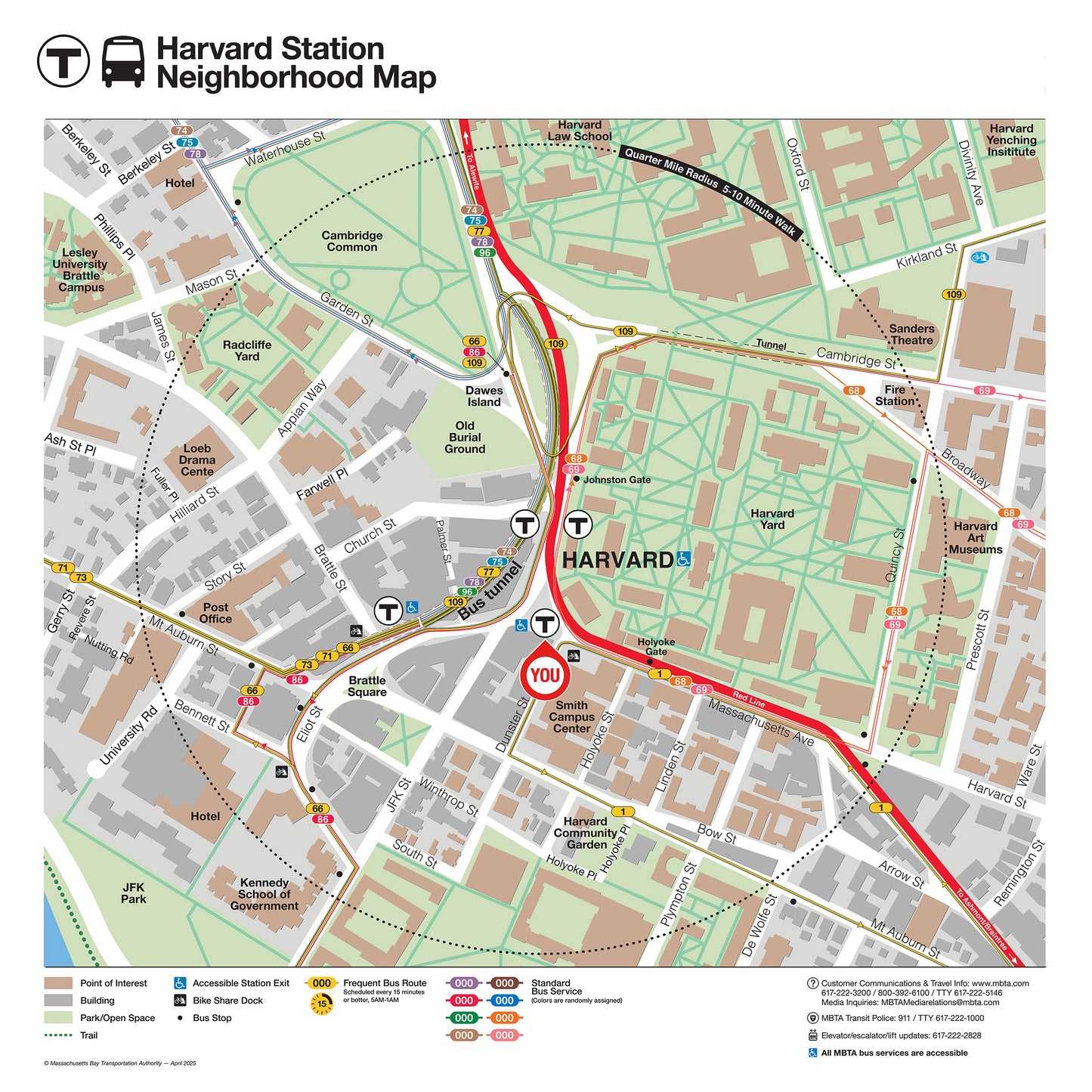 MBTA Harvard Station Neighborhood Map (Apr. 2025)
