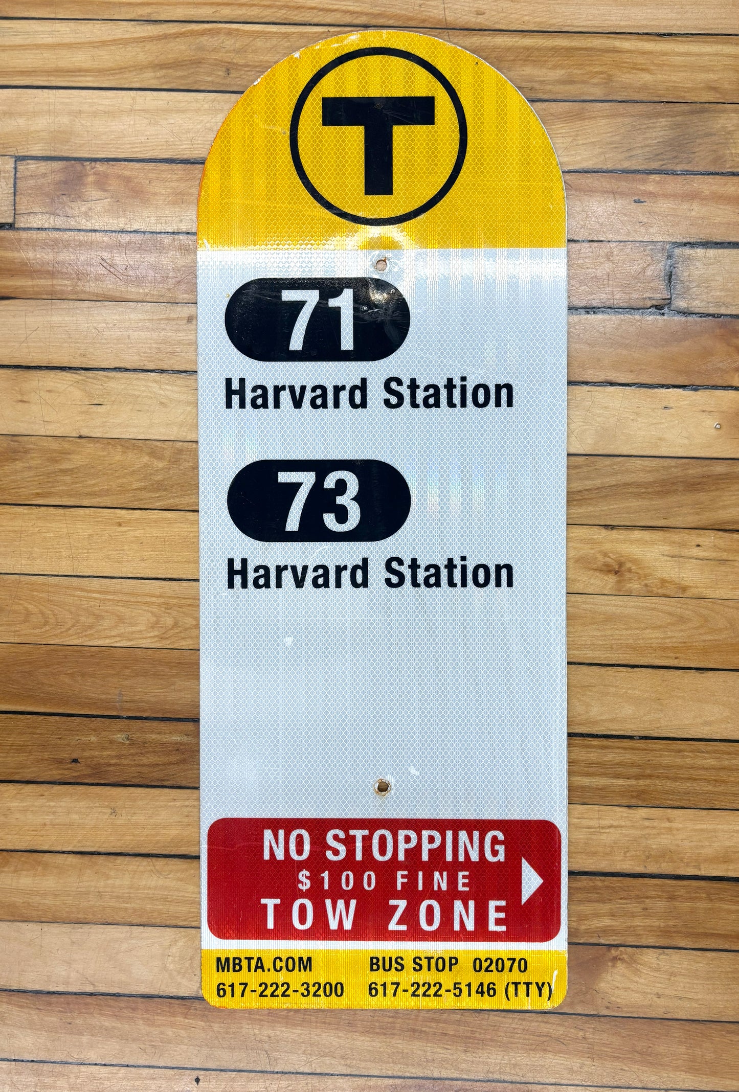Decommissioned MBTA Bus Stop Signs: 71; 73