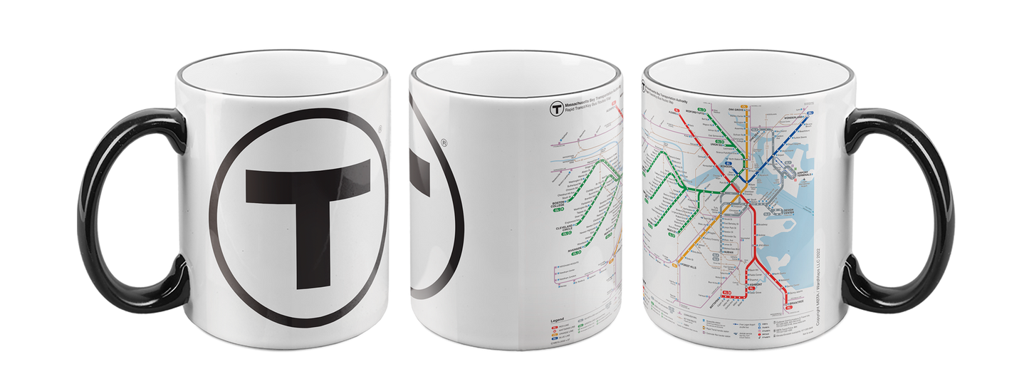 MBTA T LOGO with RAPID TRANSIT MAP Mug