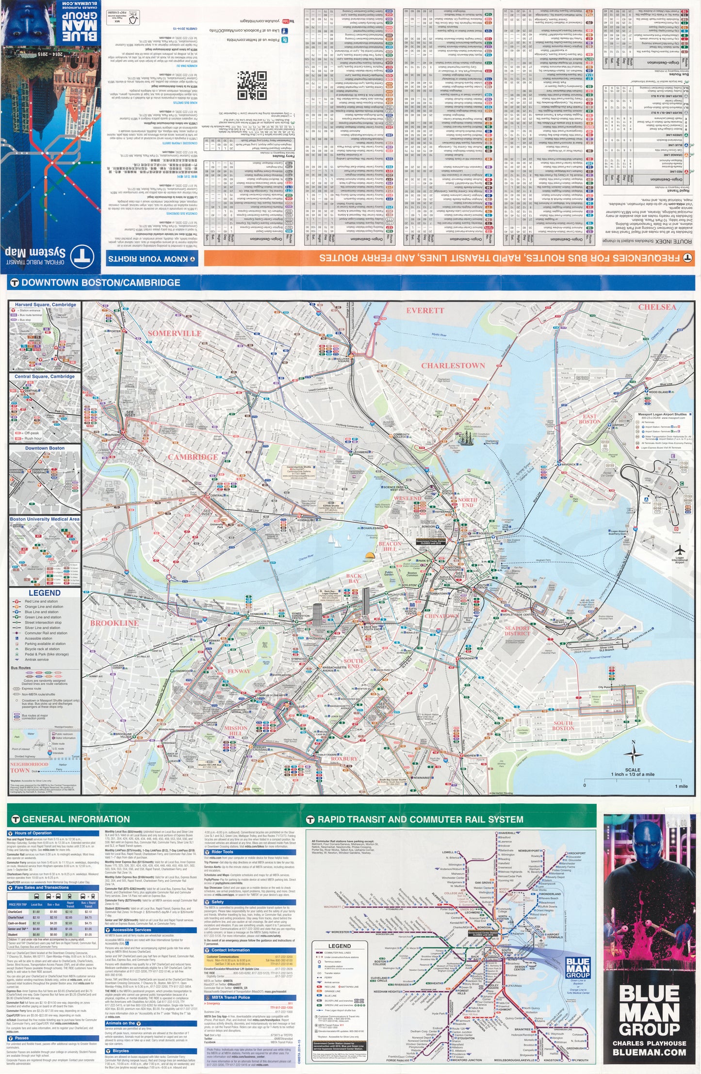 2014-15 MBTA System Map (Side B)