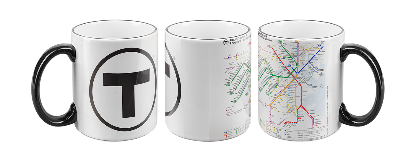 Boston MBTA T Logo with Maps Mug