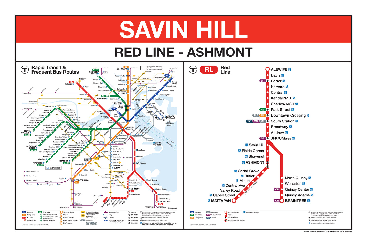 Boston MBTA Red Line Station Panel Prints (K-Z)