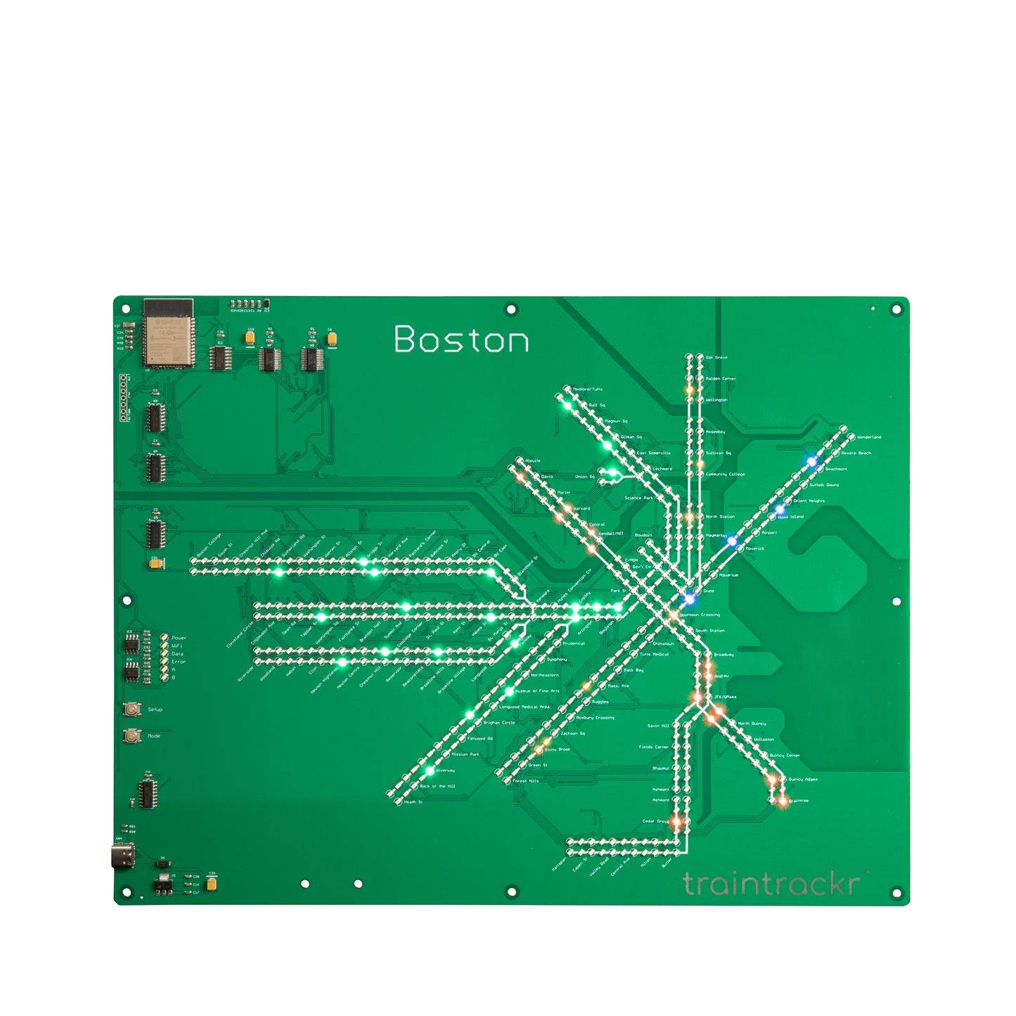 Boston MBTA Dual Direction LED Map Train Track(e)r - Updates In Real Time!