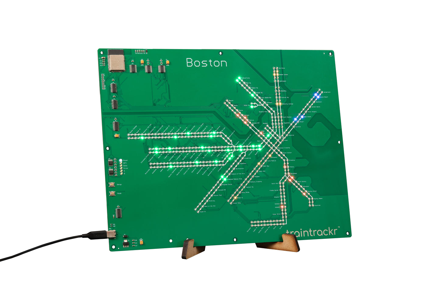 Boston MBTA Dual Direction LED Map Train Track(e)r - Updates In Real Time!