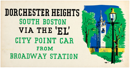 Dorchester Heights, South Boston Via The "EL" Vintage Boston Elevated Railway Co. Ad