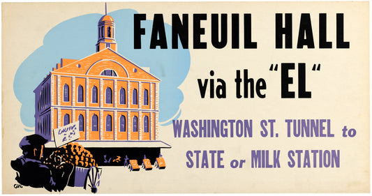Faneuil Hall Via The "EL" Vintage Boston Elevated Railway Co. Ad