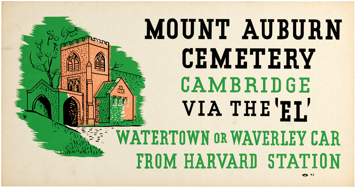 Mount Auburn Cemetery Via The "EL" Vintage Boston Elevated Railway Co. Ad