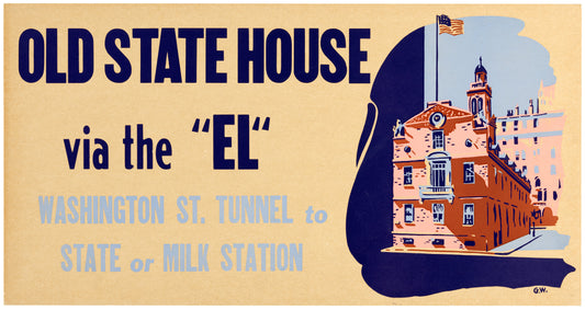 Old State House Via The "EL" Vintage Boston Elevated Railway Co. Ad
