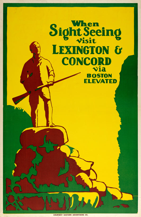 When Sightseeing Visit Lexington & Concord via Boston Elevated Vintage Ad