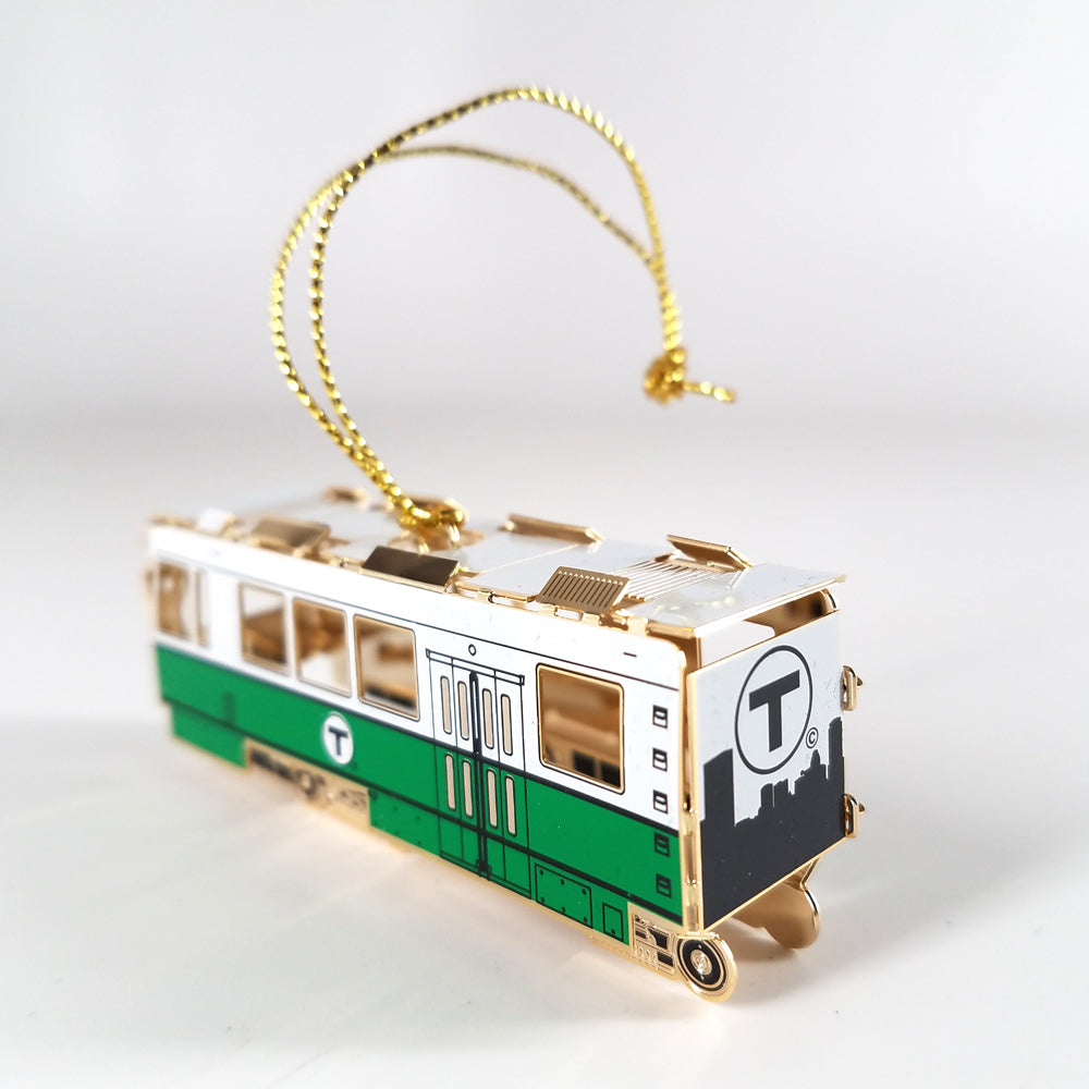 Boston MBTA Green Line Trolley Metal Ornament
