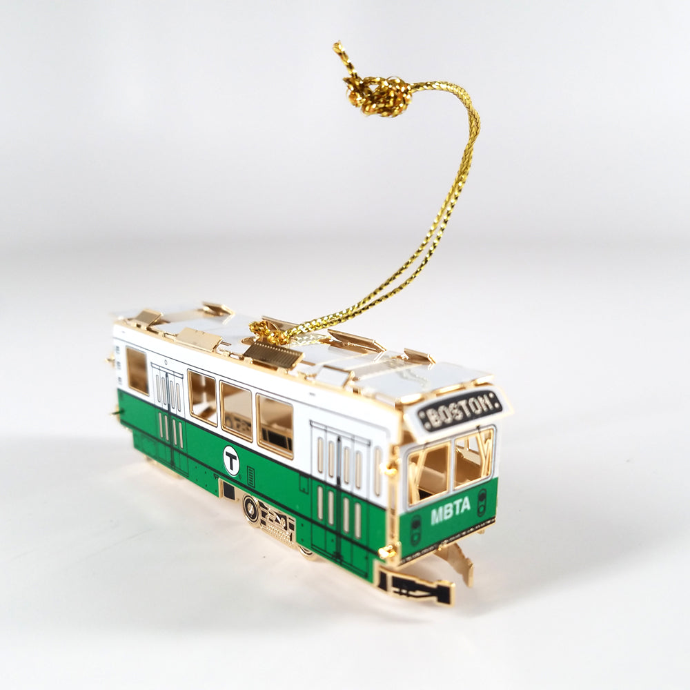 Boston MBTA Green Line Trolley Metal Ornament