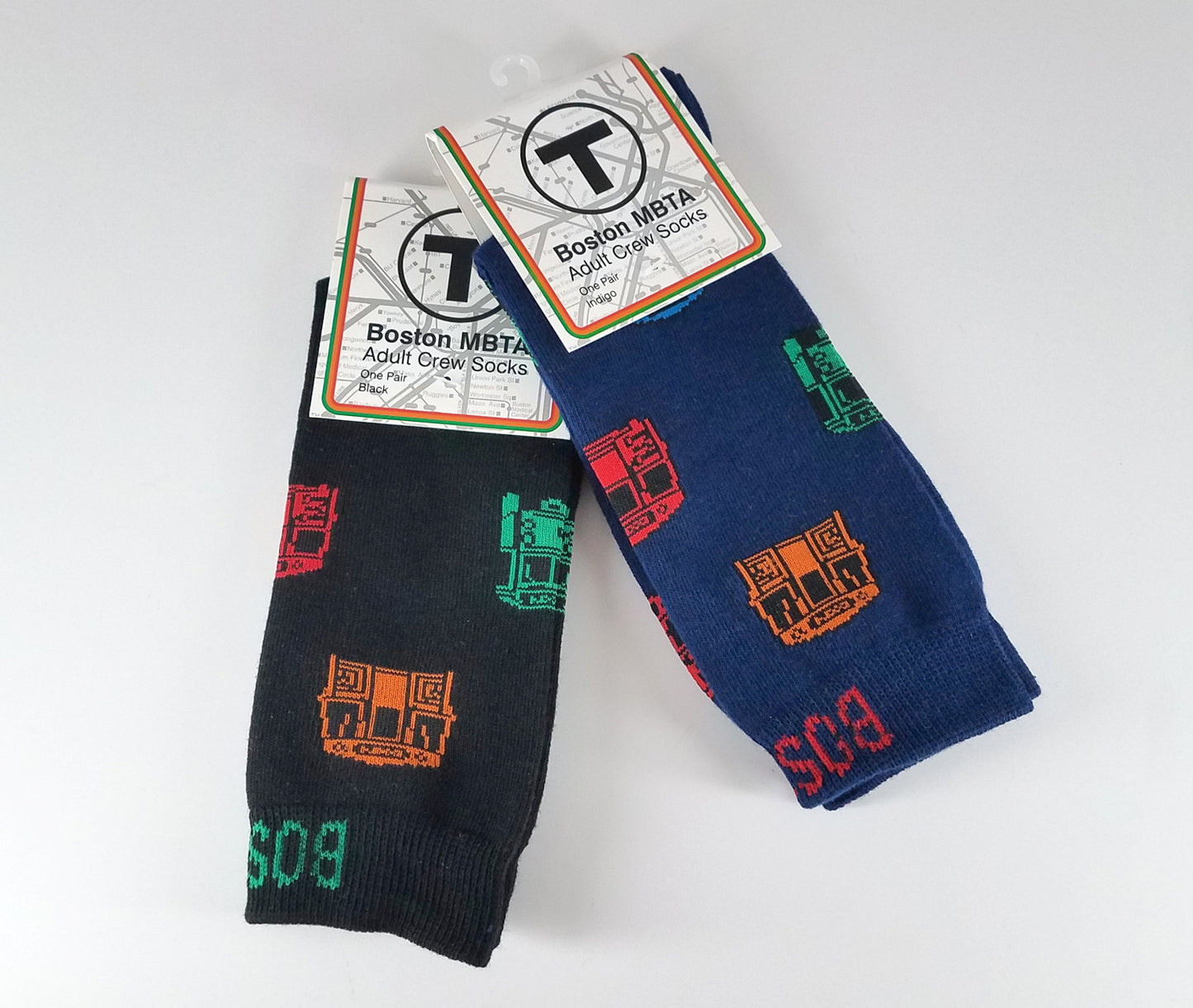 Adult Black and Indigo MBTA Vehicle Socks