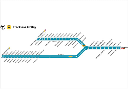 MBTA Trackless Trolley Route Map (2022)