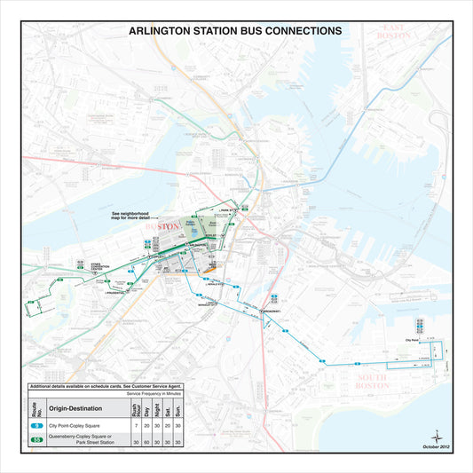 MBTA Arlington Station Bus Connections Map (Oct. 2012)