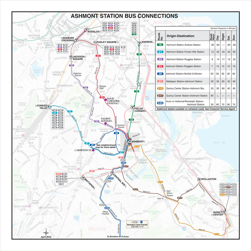 MBTA Ashmont Station Bus Connections Map (Apr. 2012)