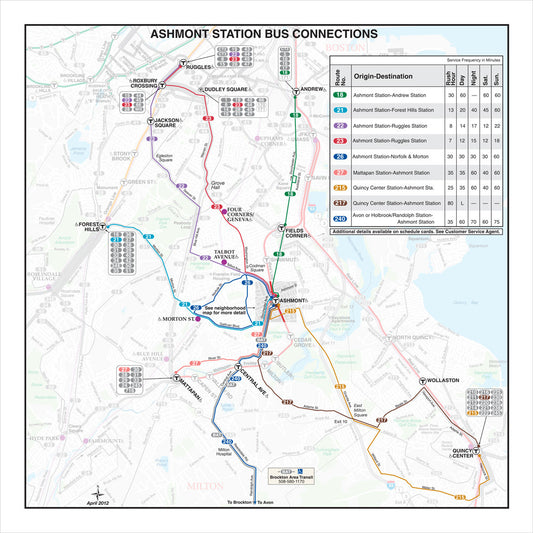 MBTA Ashmont Station Bus Connections Map (Apr. 2012)