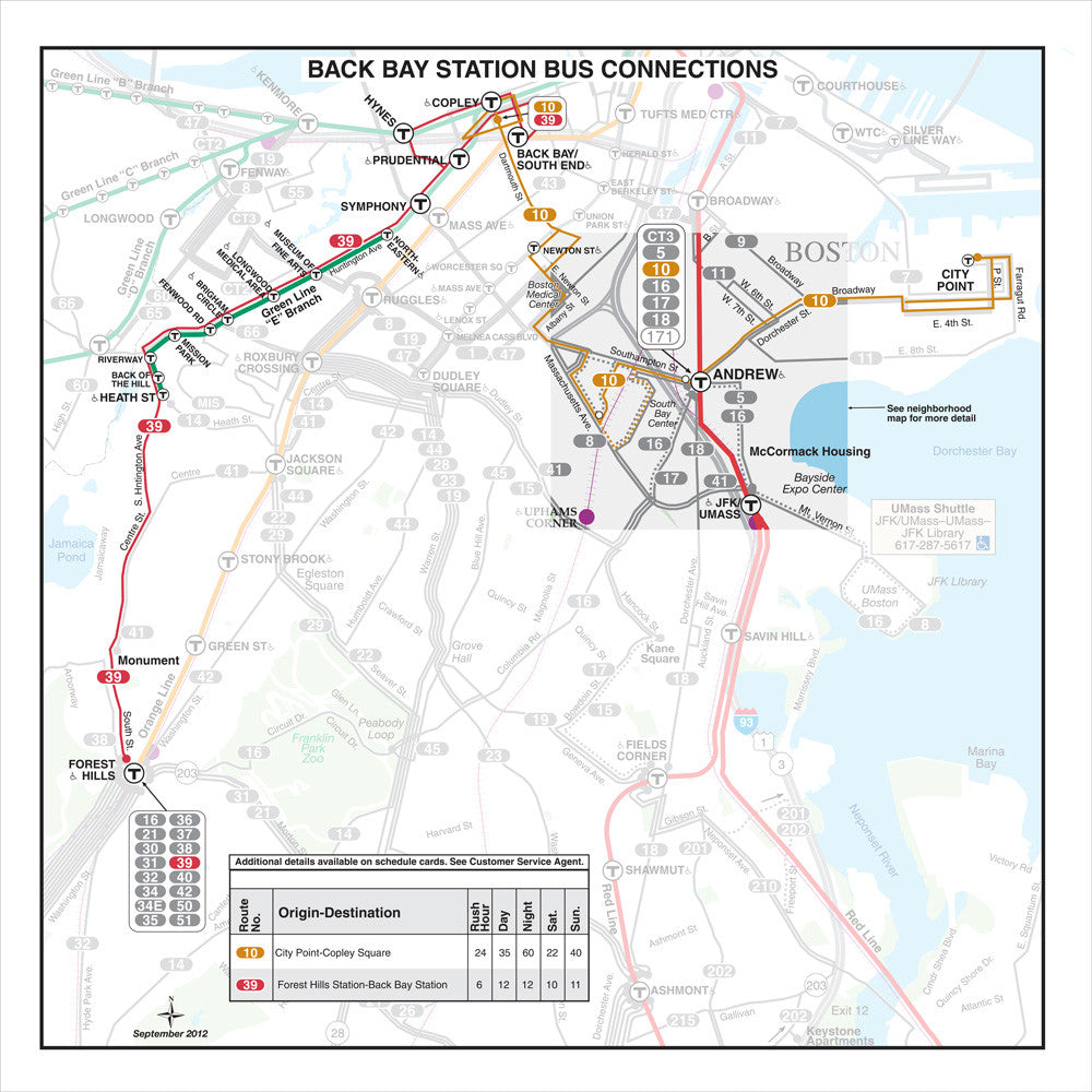 MBTA Back Bay Station Bus Connections Map (Sep. 2012)