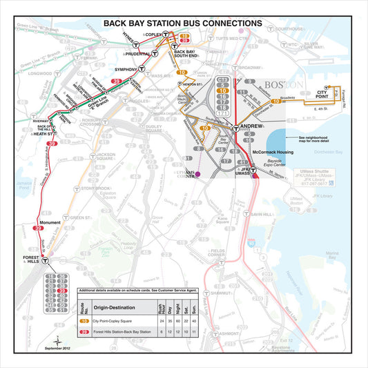 MBTA Back Bay Station Bus Connections Map (Sep. 2012)