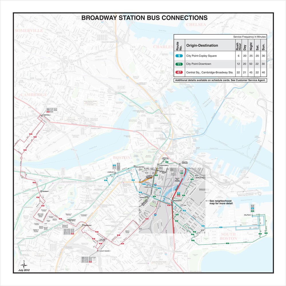 MBTA Broadway Station Bus Connections Map (Jul. 2012)