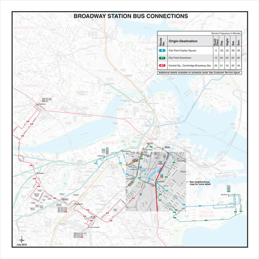 MBTA Broadway Station Bus Connections Map (Jul. 2012)
