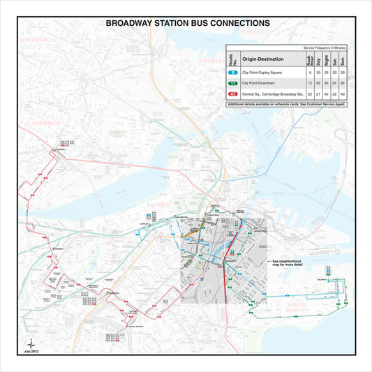 MBTA Broadway Station Bus Connections Map (Jul. 2012)