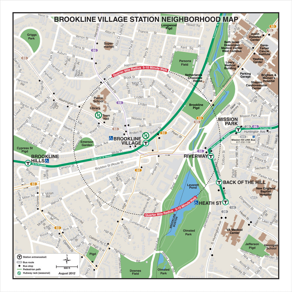 Green Line Station Neighborhood Map: Brookline Village (Aug. 2012)