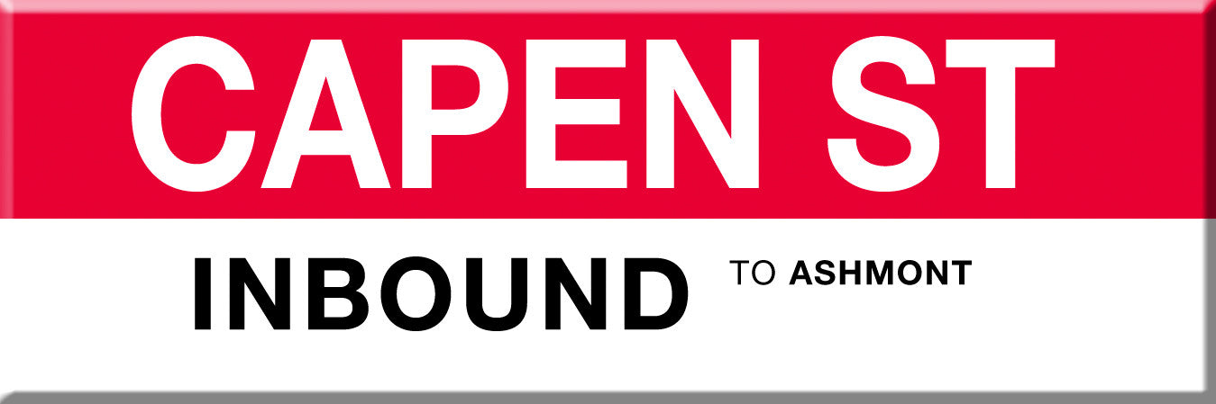 Red Line Station Magnet: Capen St; Inbound to Ashmont