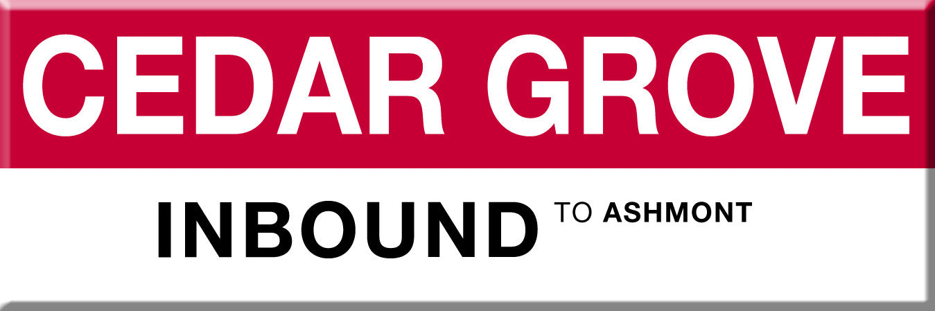 Red Line Station Magnet: Cedar Grove; Inbound to Ashmont
